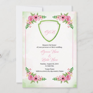 Floral Wedding Invitation Sjabloon Kaart