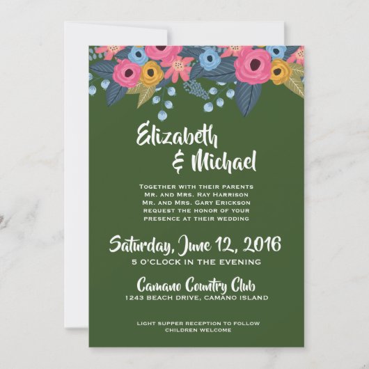 Floral Wedding Invitation Sjabloon Kaart (Voorkant)