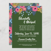 Floral Wedding Invitation Sjabloon Kaart (Voorkant / Achterkant)