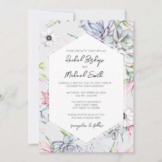 Floral Wedding Invitation Sjabloon Kaart (Voorkant)
