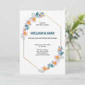Floral Wedding Invitation Sjabloon Kaart (Staand voorkant)