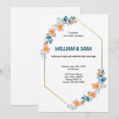Floral Wedding Invitation Sjabloon Kaart (Voorkant / Achterkant)