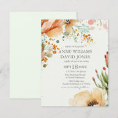 Floral Wedding Invitation soft coton texture Informatiekaartje (Voorkant / Achterkant)