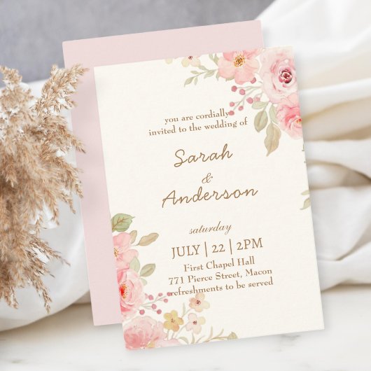 Floral Wedding Invitation Template Wedding  Bedankkaart