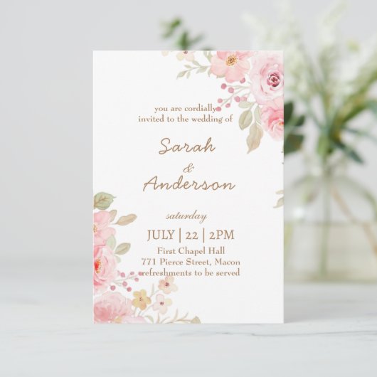 Floral Wedding Invitation Template Wedding Bedankkaart (Staand voorkant)