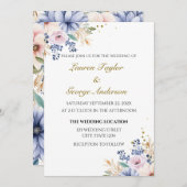 Floral wedding invitation, wedding invite kaart (Voorkant / Achterkant)