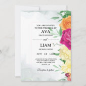Floral Wedding Invitation with Modern Framed Text Kaart (Voorkant)