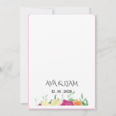 Floral Wedding Invitation with Modern Framed Text Kaart (Achterkant)