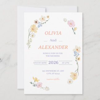 Floral Wedding Invitations Colorful flowers Kaart