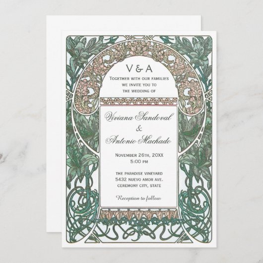  Floral Wedding Invitations I Kaart (Voorkant / Achterkant)