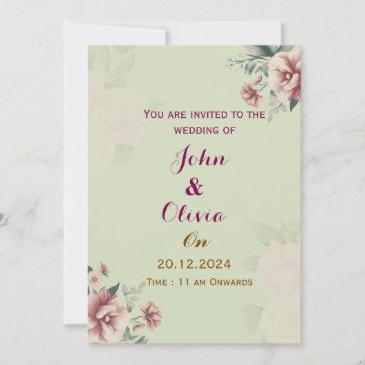 Floral Wedding Invitations  Kaart (Voorkant)