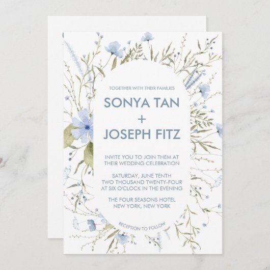 Floral Wedding Invitations Kaart (Voorkant / Achterkant)