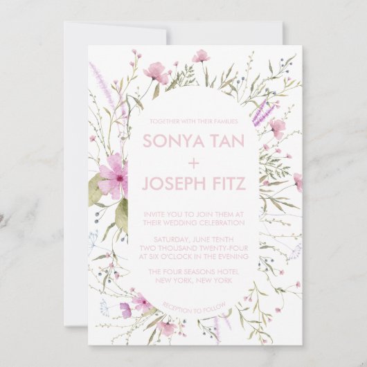 Floral Wedding Invitations Kaart (Voorkant)