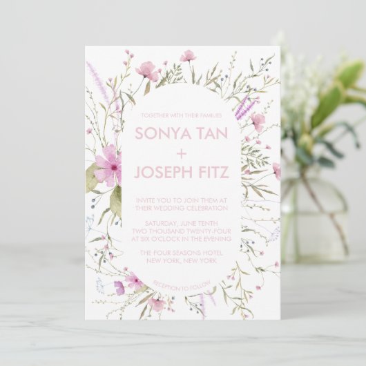 Floral Wedding Invitations Kaart (Staand voorkant)