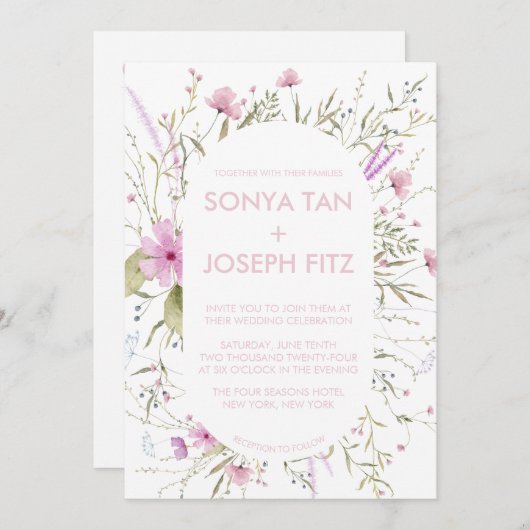 Floral Wedding Invitations Kaart (Voorkant / Achterkant)