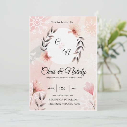 Floral Wedding Invitations Kaart (Staand voorkant)