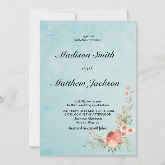Floral Wedding Invitations Kaart (Voorkant)