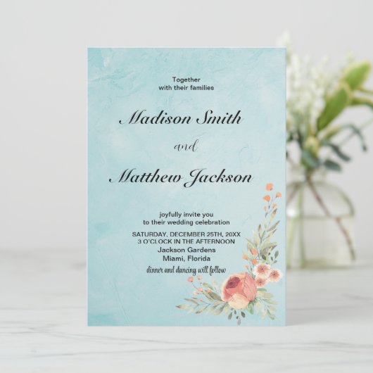 Floral Wedding Invitations Kaart (Staand voorkant)