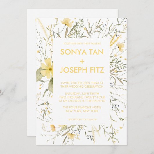 Floral Wedding Invitations Kaart (Voorkant / Achterkant)
