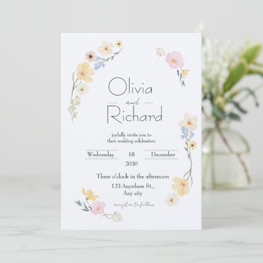 Floral Wedding Invitations Kaart (Staand voorkant)