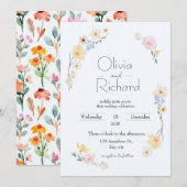 Floral Wedding Invitations Kaart (Voorkant / Achterkant)