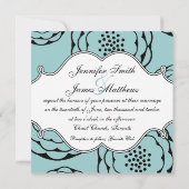 Floral Wedding Invitations Monogram Blue Back Kaart (Achterkant)
