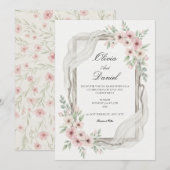 Floral Wedding Invitations Soft pink Kaart (Voorkant / Achterkant)