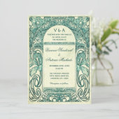  Floral Wedding Invitations Turquoise Kaart (Staand voorkant)