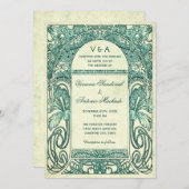  Floral Wedding Invitations Turquoise Kaart (Voorkant / Achterkant)