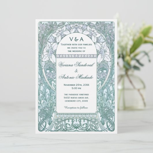  Floral Wedding Invitations V (v.3) Kaart (Staand voorkant)