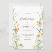 Floral Wedding Invitations White Daffodil Kaart (Voorkant)