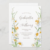 Floral Wedding Invitations White Daffodil Kaart (Voorkant / Achterkant)