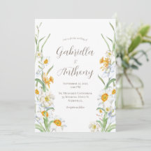Floral Wedding Invitations White Daffodil