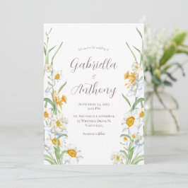 Floral Wedding Invitations White Daffodil Kaart