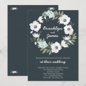 Floral Wedding Invitations White Wreath Kaart (Voorkant / Achterkant)