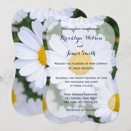 Floral Wedding Invitations with Daisy Kaart (Voorkant / Achterkant)