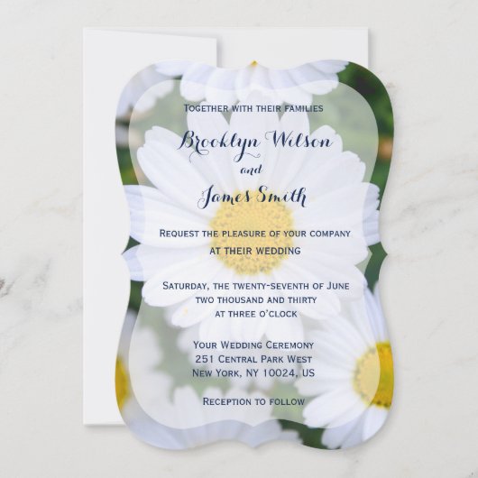 Floral Wedding Invitations with Daisy Kaart (Voorkant)