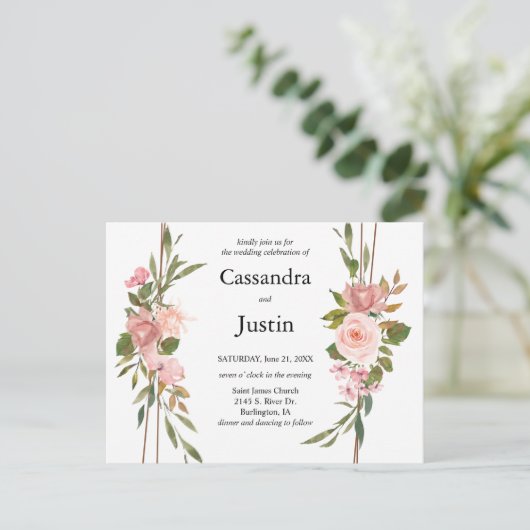 Floral Wedding Invite Briefkaart (Staand voorkant)