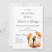 Floral Wedding invite in Spanish Kaart (Voorkant)