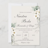 Floral Wedding invite in Spanish Kaart (Voorkant)