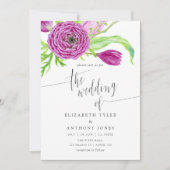 Floral Wedding Invite Violet Waterverf Plum Kaart (Voorkant)