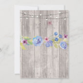 Floral Wedding Invitting Wood Rustic Lights Kaart (Achterkant)