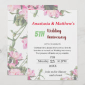 Floral Wedding Jubileum Uitnodiging (Voorkant / Achterkant)