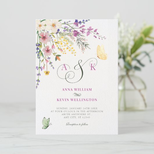 Floral wedding kaart (Staand voorkant)