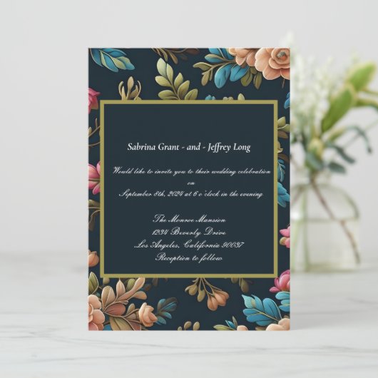  Floral Wedding Kaart (Staand voorkant)