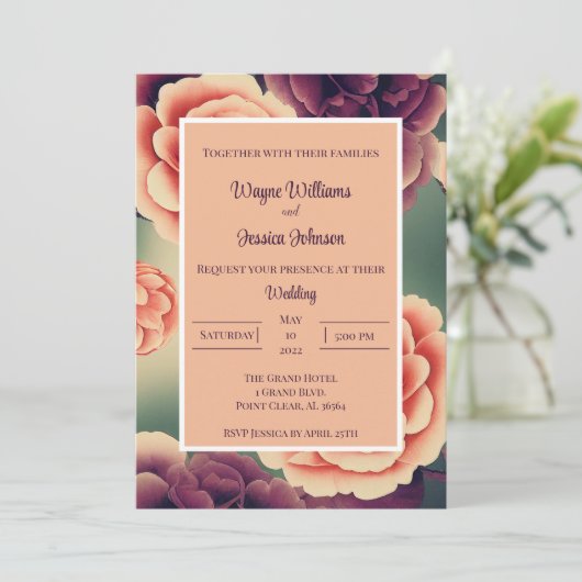 Floral Wedding Kaart (Staand voorkant)