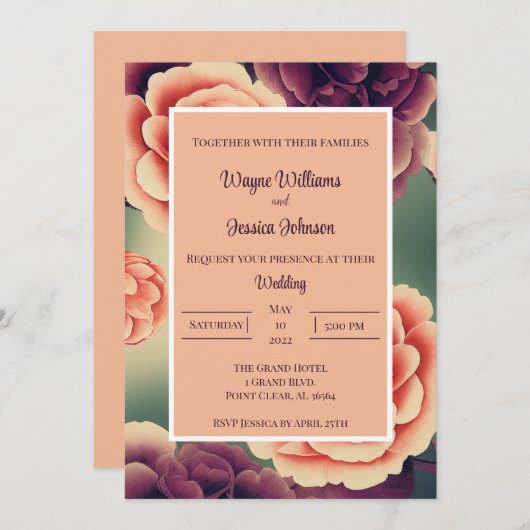 Floral Wedding Kaart (Voorkant / Achterkant)