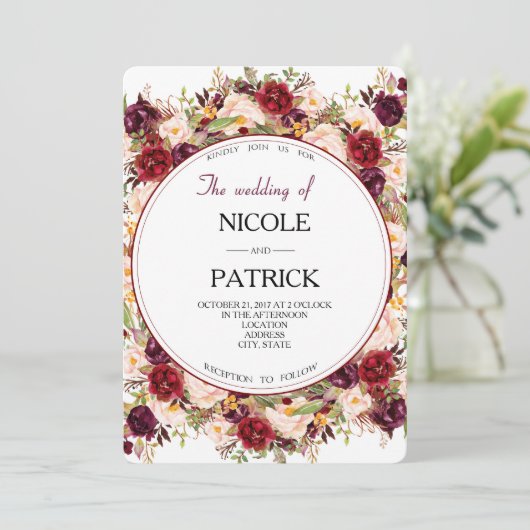 Floral Wedding Kaart (Staand voorkant)