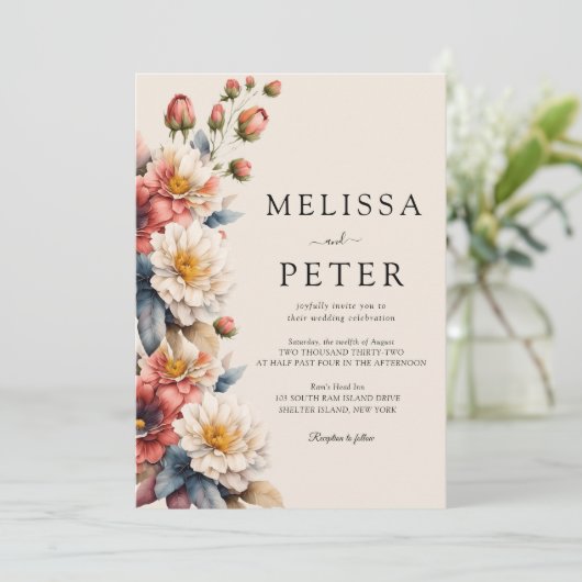 Floral Wedding Kaart (Staand voorkant)