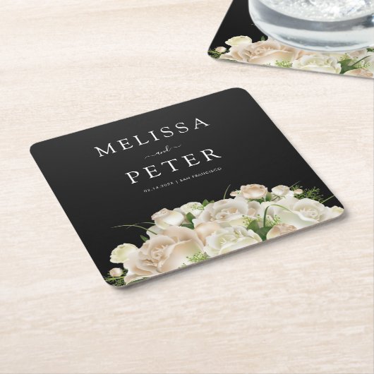 Floral Wedding Kartonnen Onderzetters (Schuin)